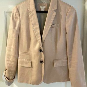 J. Crew 100% Linen Blazer, Size 4, Tan/Nude